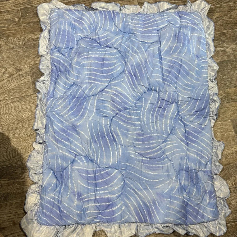 Vtg Colorful Fish Baby Quilt Crib Blanket Comforter Y2K Ruffle Hem 43x 34